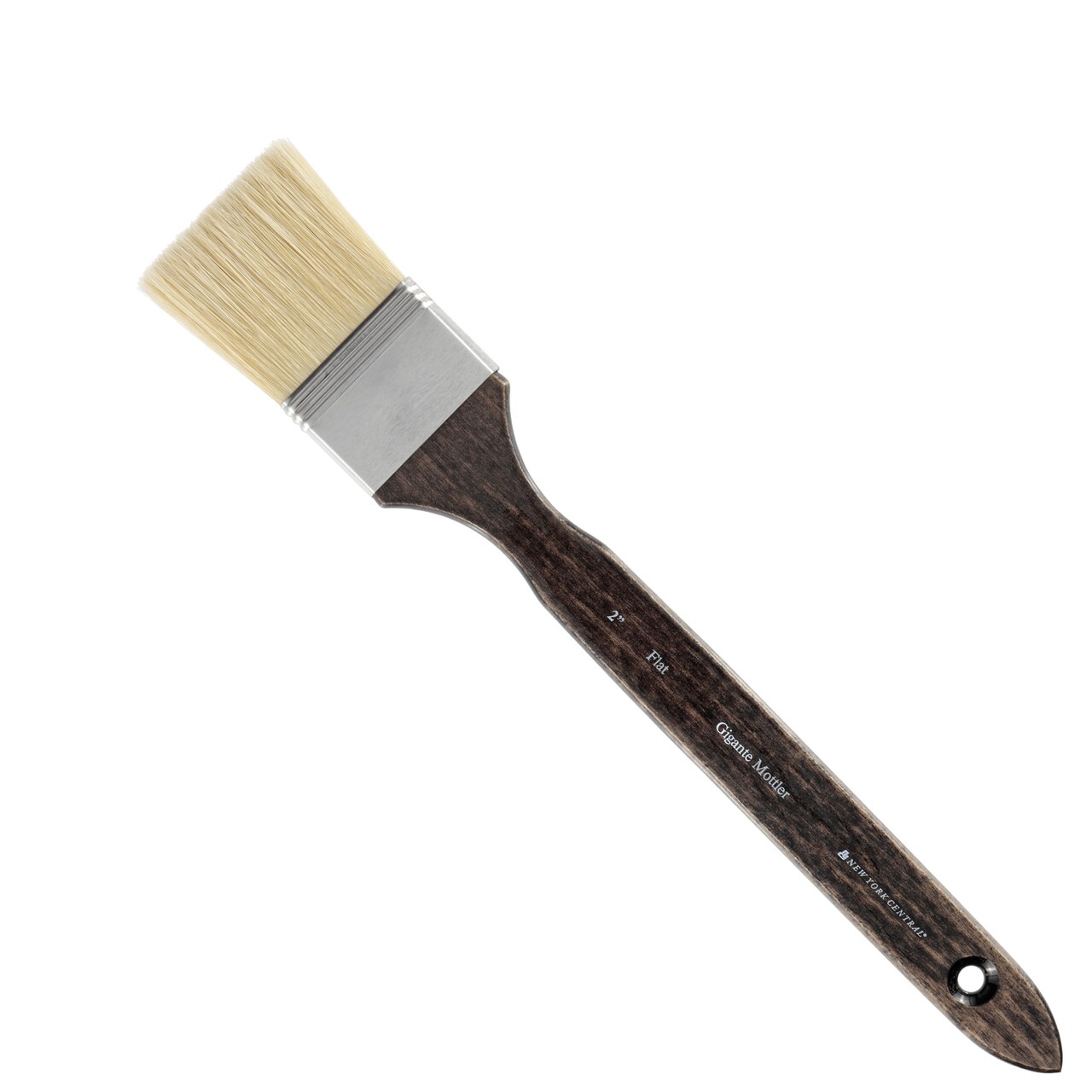 New York Central Gigante Natural Hog Bristle Large Scale Artist Paint Brush, 2" Flat Mottler, Professional German Handmade Oil Painting Brush w/ Long Handle for Oil, Acrylic & Acryla Gouache